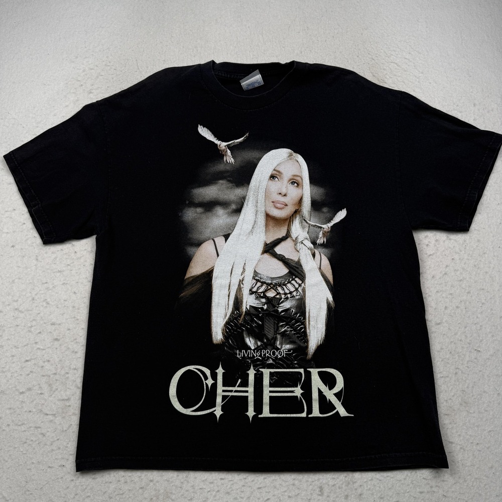 Vintage Cher Shirt Mens XL Black Living Proof Farewell Tour 2003 Graphic Tee
